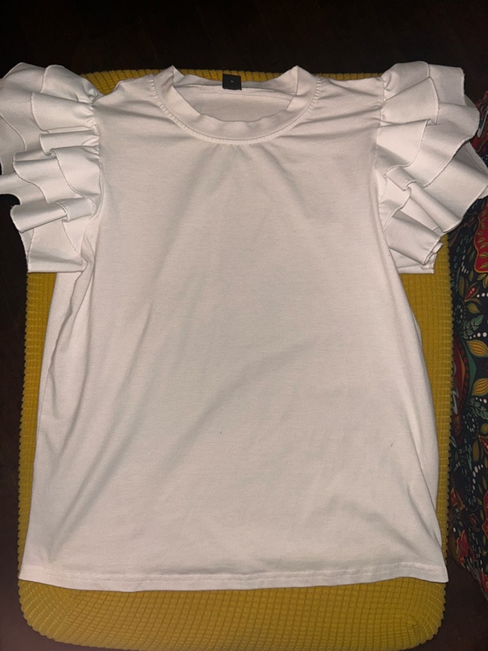SHEIN White Ruffle Sleeve Tee